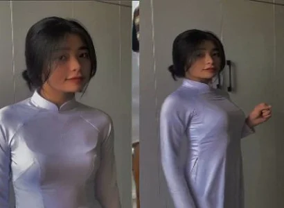 Mông tròn áo dài phê run người